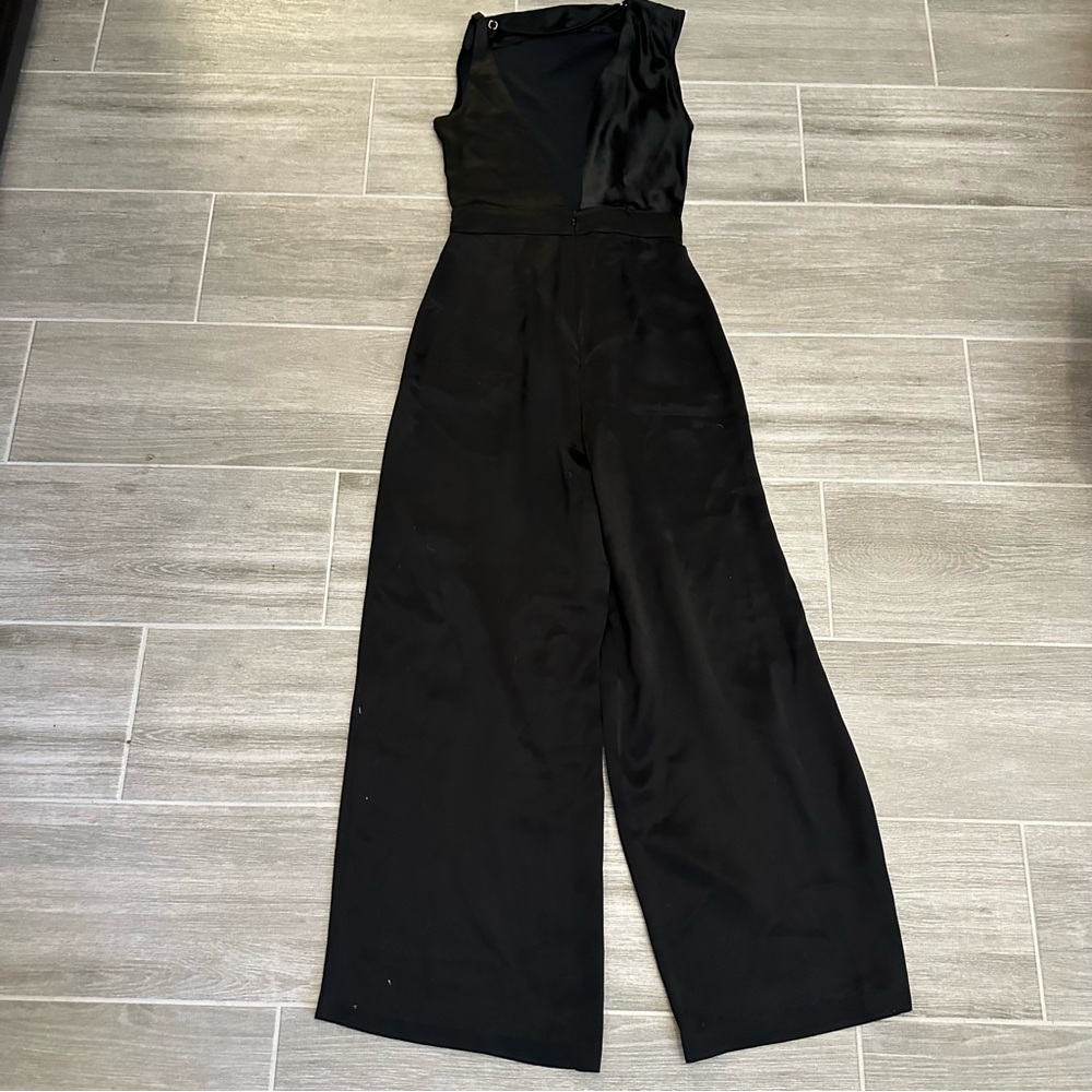Nonchalant Jasmine Open Back Satin Jumpsuit Black XS - Picture 3 of 5